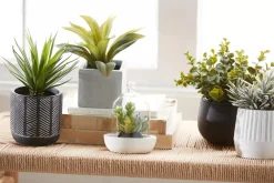 Artificial Plant in Striped Pot Artificial Plants