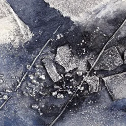 Online Beige & Blue Cluster Oil Painting Mixed Media Art