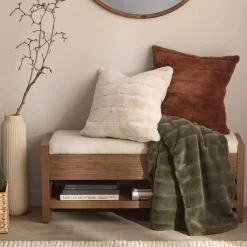 Beige Cougar Faux Fur Throw Pillow Decorative Throw Pillows