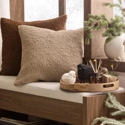 Hot Beige Doodle Boucle Decorative Throw Pillow Decorative Throw Pillows