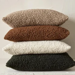 Hot Beige Doodle Boucle Decorative Throw Pillow Decorative Throw Pillows