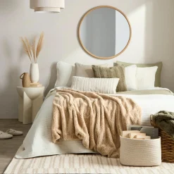 Hot Beige Ellyn Faux Fur Throw Decorative Throws & Blankets