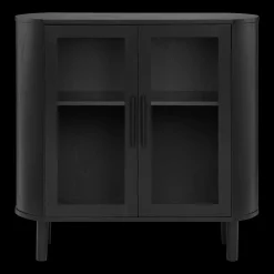 New Black Buffet with Glass Doors Furniture Accessories|Buffet Tables & Credenzas