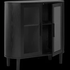 New Black Buffet with Glass Doors Furniture Accessories|Buffet Tables & Credenzas