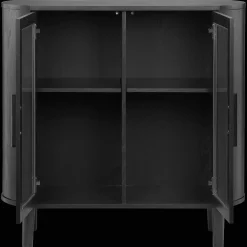 New Black Buffet with Glass Doors Furniture Accessories|Buffet Tables & Credenzas