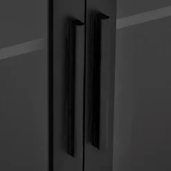 New Black Buffet with Glass Doors Furniture Accessories|Buffet Tables & Credenzas