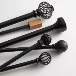 Clearance Black Curtain Rod Set - Diameter 16/19 mm Curtain Rods