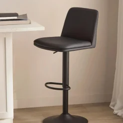 Sale Black Faux Leather and Metal Bar Stool Furniture Accessories|Bar & Counter Stools