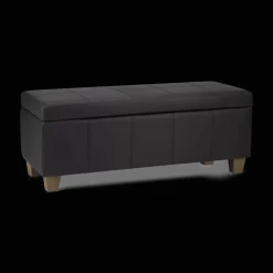 Hot Black Faux Leather Storage Bench Entryway Benches Ottomans And Poufs|Ottomans & Benches