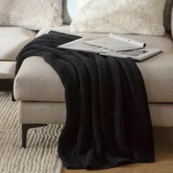 Hot Black Lonny Woven Throw Decorative Throws & Blankets