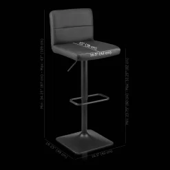Clearance Black Matte Faux Leather and Metal Adjustable Bar Stool Furniture Accessories|Bar & Counter Stools