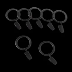 New Black Set of 7 Metal Clip Rings Curtain Rod Set Accessories|Curtain Rods