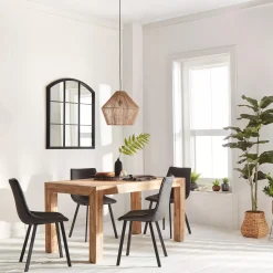 Hot Black Textured Faux Leather and Metal Dining Chair Furniture Accessories|Dining Chairs