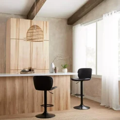 Sale Black Textured Faux Leather & Metal Adjustable Bar Stool Furniture Accessories|Bar & Counter Stools