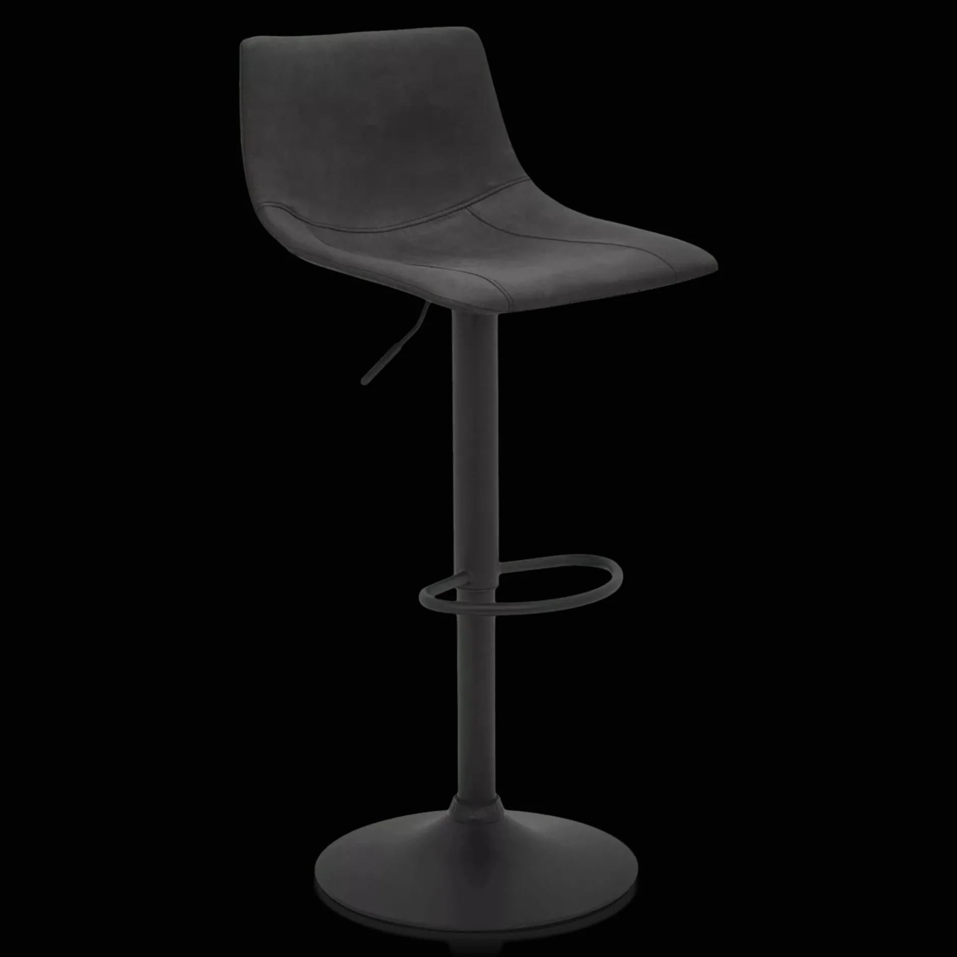 Online Black Textured Faux Leather & Metal Adjustable Bar Stool Furniture Accessories|Bar & Counter Stools