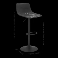 Online Black Textured Faux Leather & Metal Adjustable Bar Stool Furniture Accessories|Bar & Counter Stools