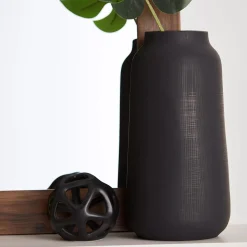 Outlet Black Textured Vase Modern Decorative Vases|Home Decorative Items & Objects