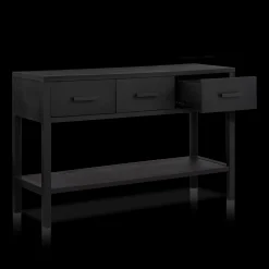 Online Black Veneer 3-Drawer Console Furniture Accessories|Consoles