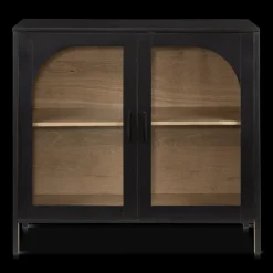 Black Wooden Buffet with Glass Doors Furniture Accessories|Buffet Tables & Credenzas