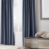 Outlet Blue Vence Blackout Curtain with Hidden Back Tab Sheer Curtains & Window Sheer Panels|Blackout Window Curtains