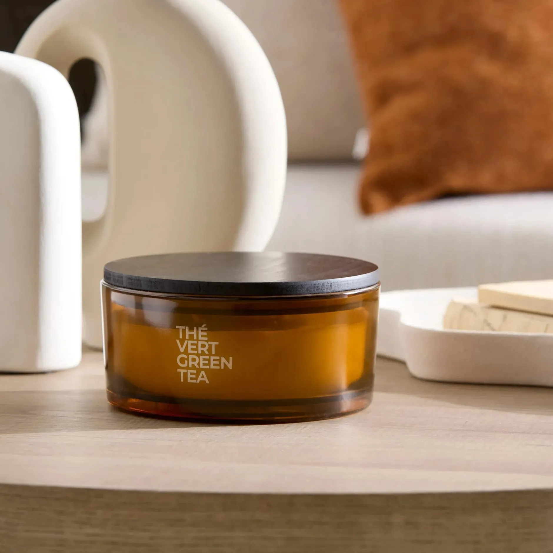 New Green Tea Candle with Wooden Lid Candles & Candle Stick Holders