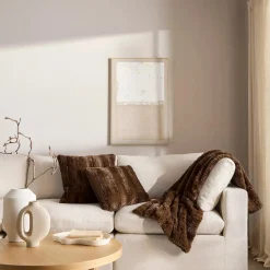 Hot Brown Ellyn Faux Fur Throw Decorative Throws & Blankets