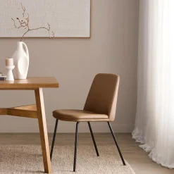 Sale Brown Faux Leather and Metal Dining Chair Furniture Accessories|Dining Chairs