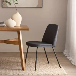 Sale Brown Faux Leather and Metal Dining Chair Furniture Accessories|Dining Chairs
