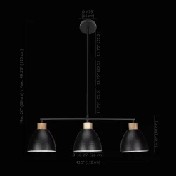 Sale 3-Bulb Metal and Wood Ceiling Lamp Ceiling Lamps