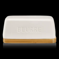 Clearance Ceramic & Wood Butter Dish Dinnerware|Kitchen & Dining Accessories