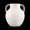 Outlet Ceramic Table Vase with Rope on Handles Modern Decorative Vases|Home Decorative Items & Objects