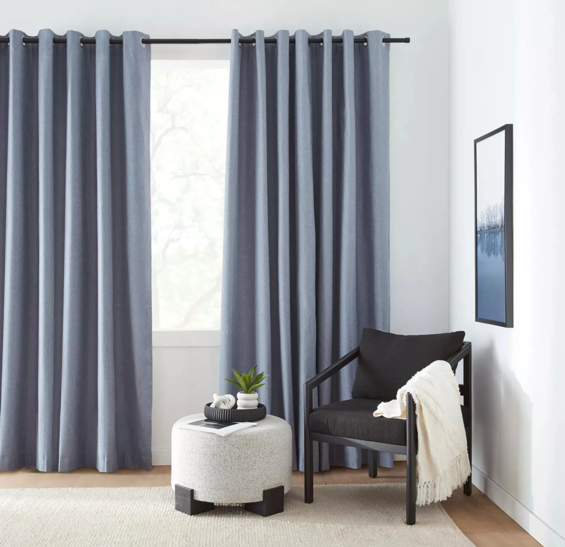Hot Charcoal Chambray Blackout Curtain Sheer Curtains & Window Sheer Panels|Blackout Window Curtains