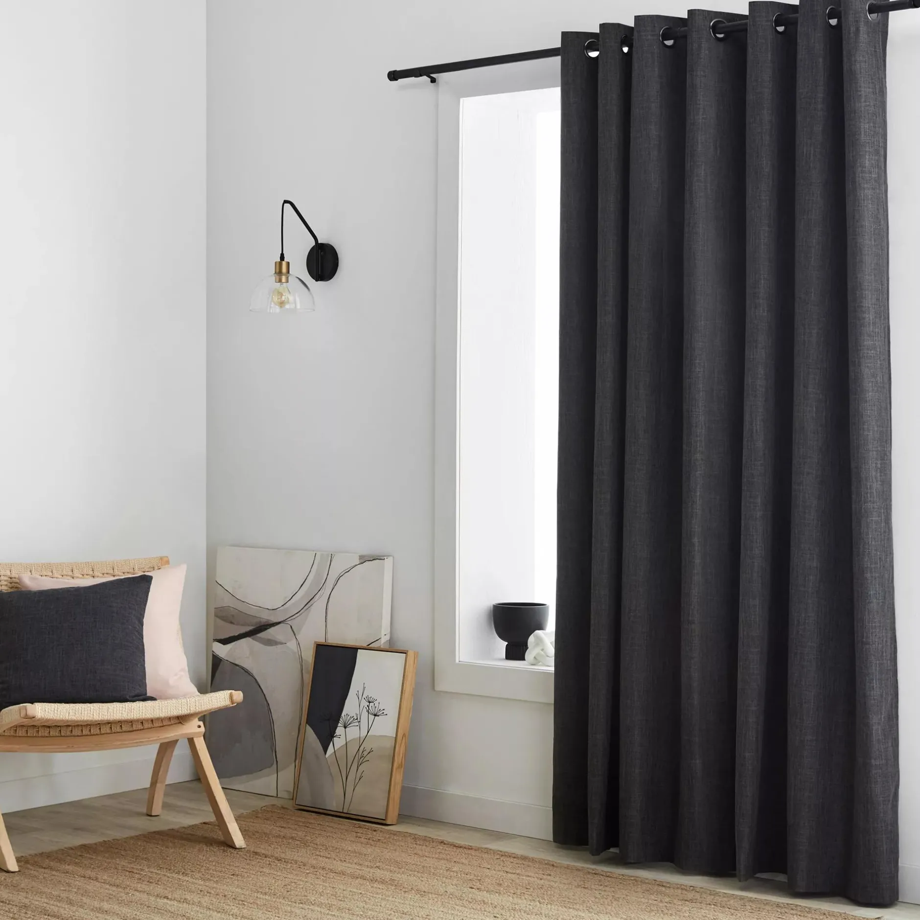 Hot Charcoal Chita Blackout Curtain Sheer Curtains & Window Sheer Panels|Blackout Window Curtains