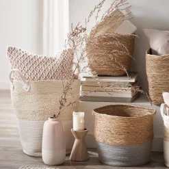 Hot Corn Fiber and Cotton Rope Hamper Storage Baskets & Hampers|Storage & Baskets