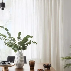 Outlet Cream Eneca Back-Tab/Rod-Pocket Curtain Sheer Curtains & Window Sheer Panels