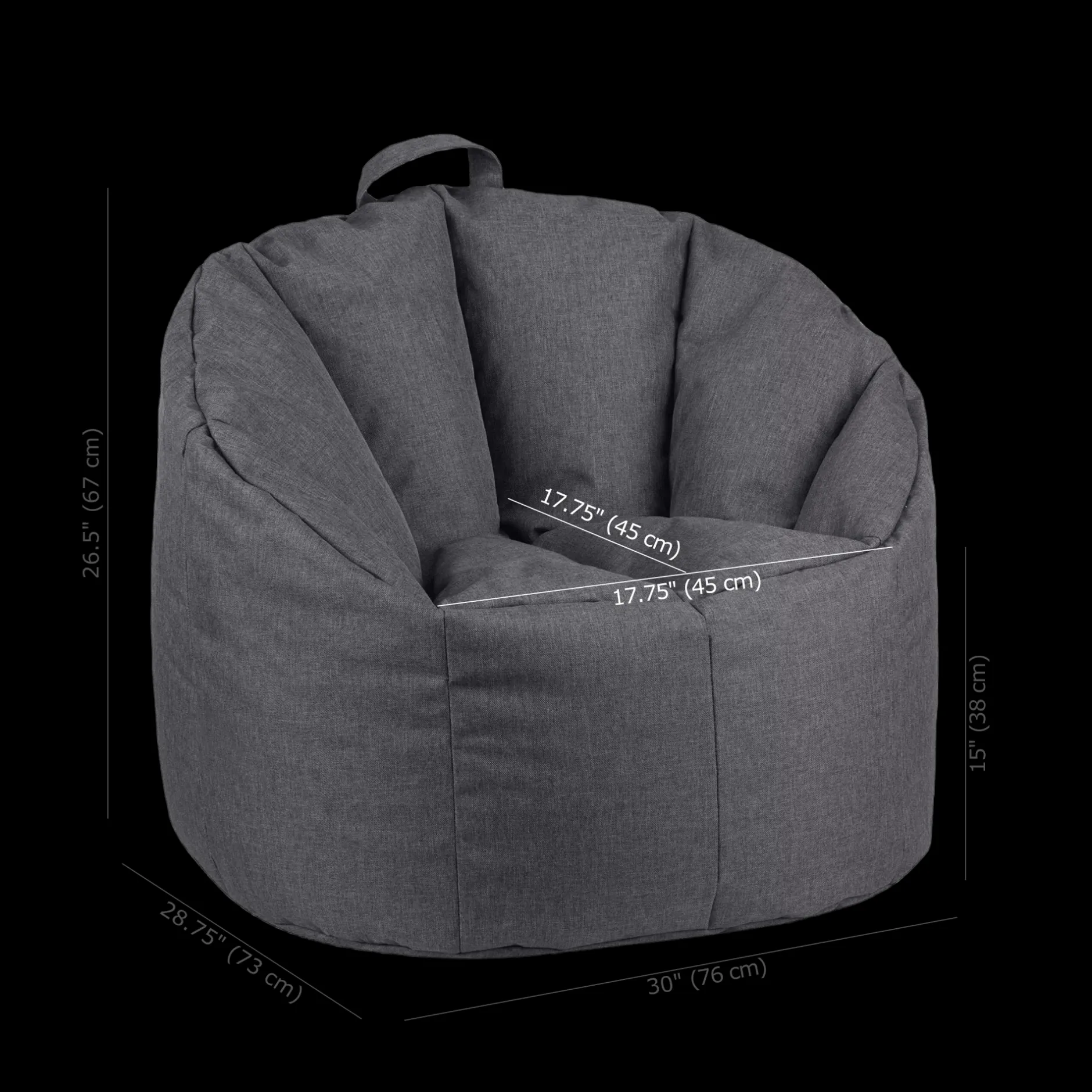 Discount Dark Grey Canvas Bean Bag Junior Bedroom Furniture