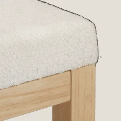 Sale Fabric and Natural Wood Bench Entryway Benches Ottomans And Poufs|Ottomans & Benches