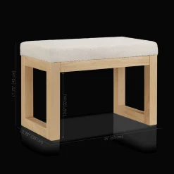 Sale Fabric and Natural Wood Bench Entryway Benches Ottomans And Poufs|Ottomans & Benches