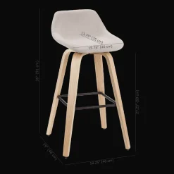 Fabric and Natural Wood Stool Furniture Accessories|Bar & Counter Stools