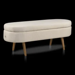 Clearance Fabric Storage Bench on Wooden Legs Entryway Benches Ottomans And Poufs|Ottomans & Benches