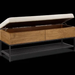 New Fabric Wood and Metal Storage Bench with Shoe Rack Entryway Benches Ottomans And Poufs|Ottomans & Benches