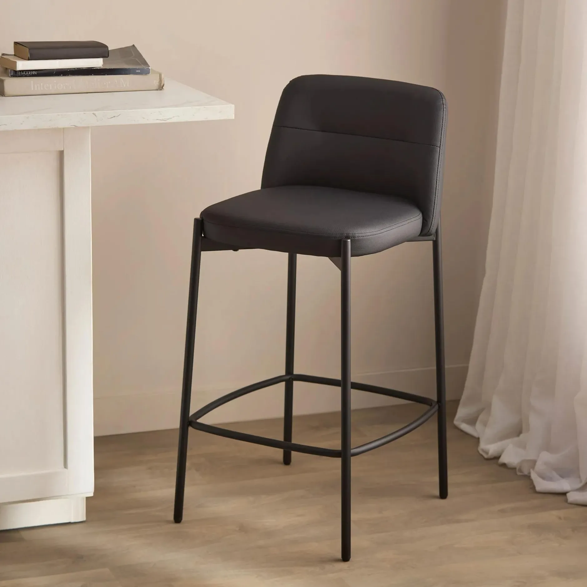 Faux Leather and Metal Bar Stool Furniture Accessories|Bar & Counter Stools
