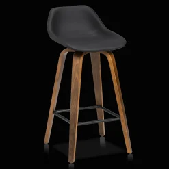 Online Faux Leather and Walnut Wood Bar Stool Furniture Accessories|Bar & Counter Stools