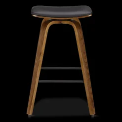 Best Faux Leather and Walnut Wood Backless Stool Furniture Accessories|Bar & Counter Stools