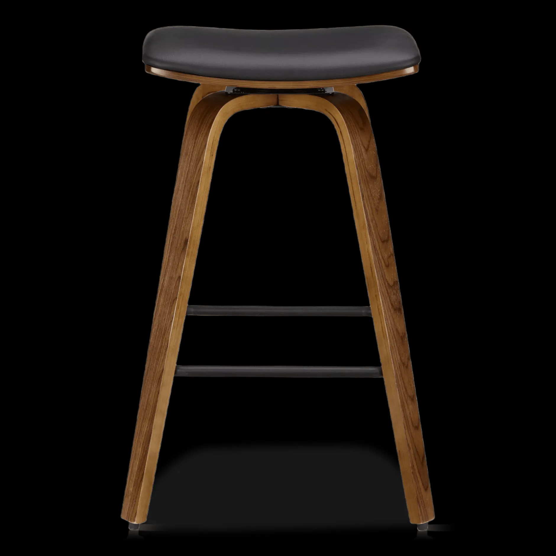 Best Faux Leather and Walnut Wood Backless Stool Furniture Accessories|Bar & Counter Stools