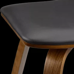 Best Faux Leather and Walnut Wood Backless Stool Furniture Accessories|Bar & Counter Stools