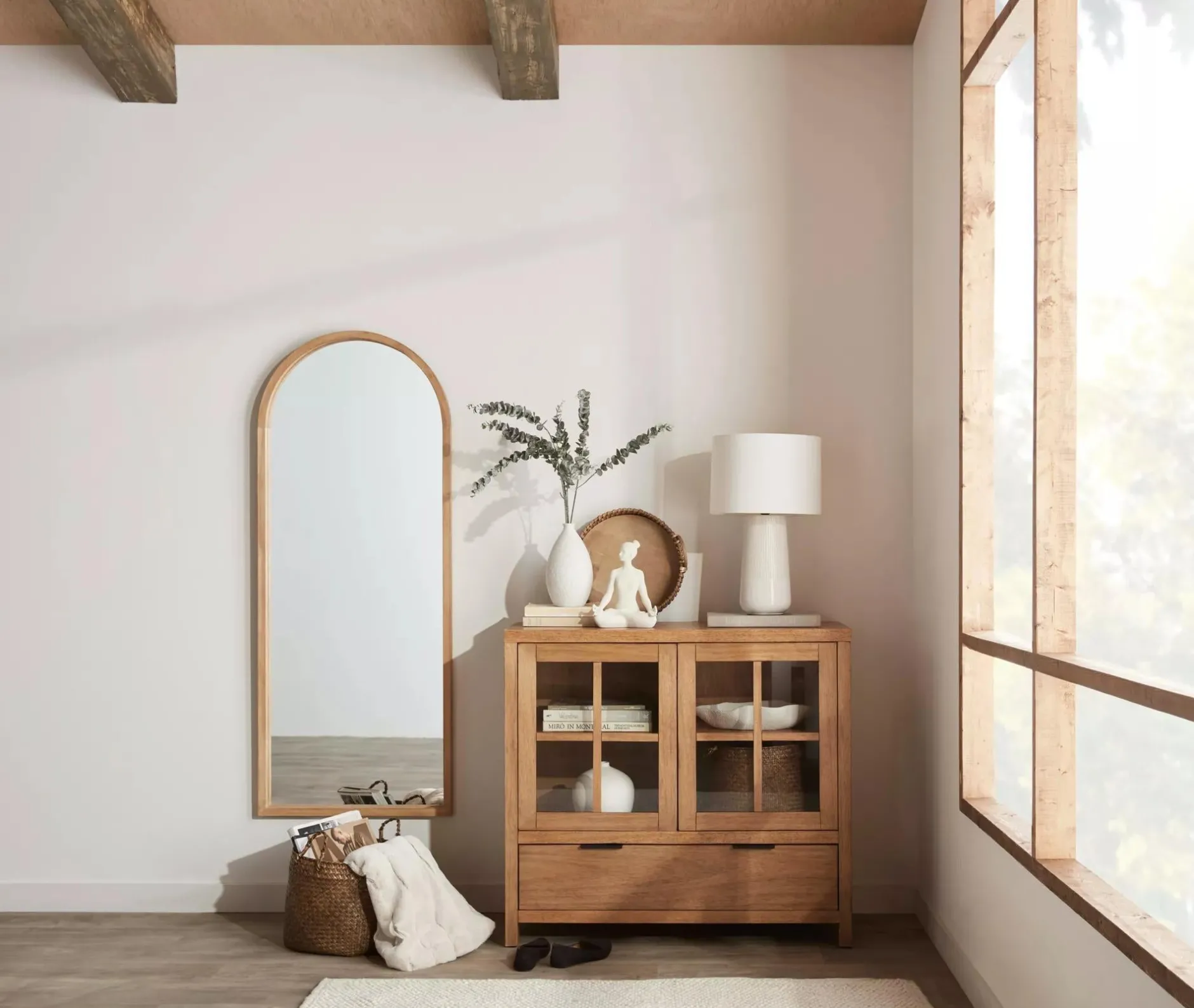 Online Full-Size Mirror with Wooden Arched Frame Mirrors