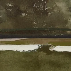 New Gel-Embellished Watercolor Landscape Framed Art Mixed Media Art