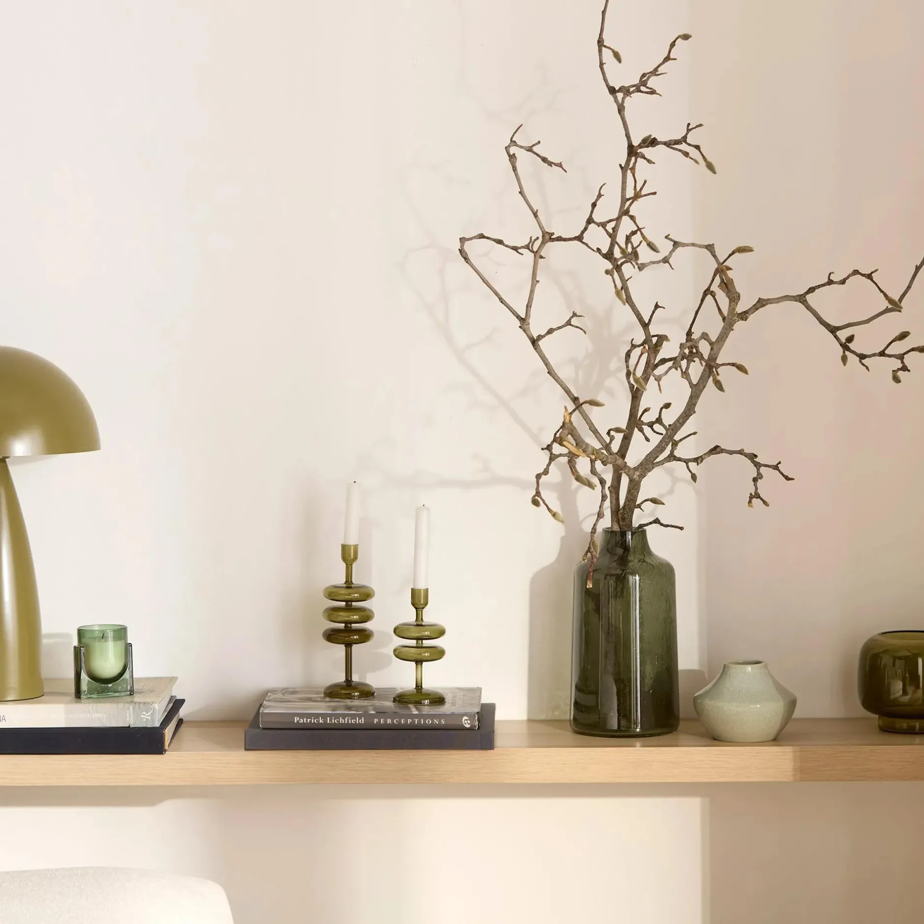 New Green Glass Pillar Candle Holder Home Decorative Items & Objects|Candles & Candle Stick Holders