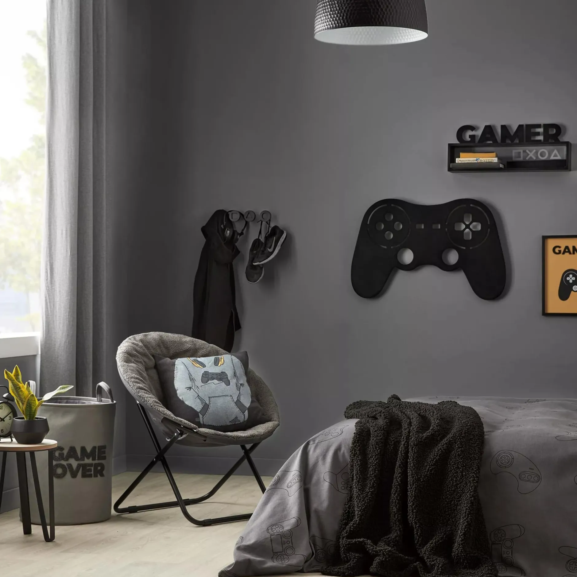 Clearance Grey Game On Hamper Junior Decorative Accessories